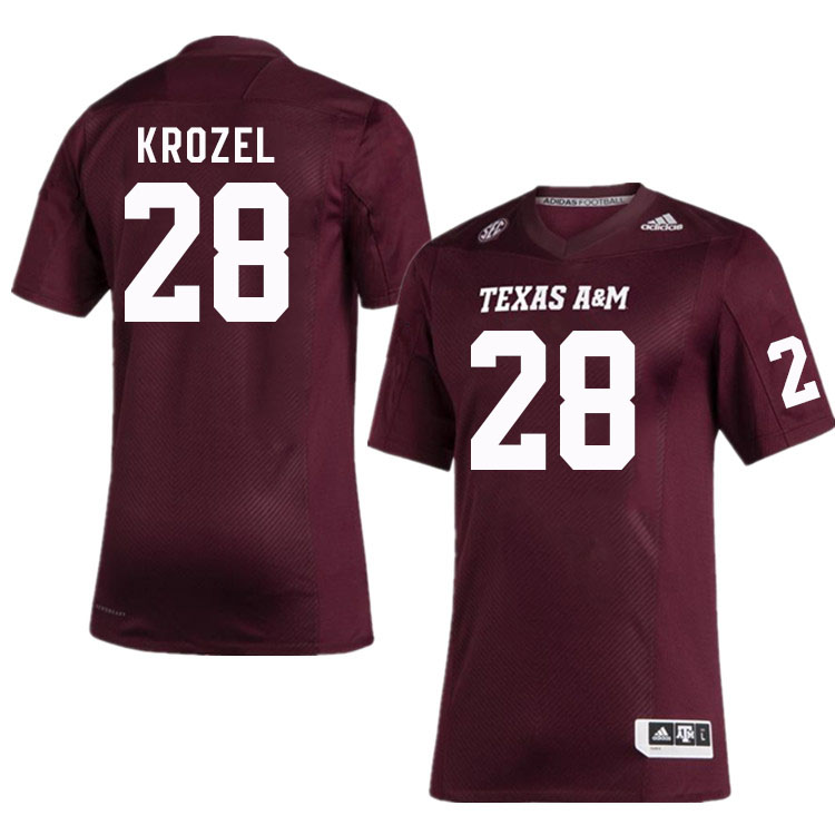Men #28 Eli Krozel Texas A&M Aggies College Football Jerseys Stitched Sale-Maroon